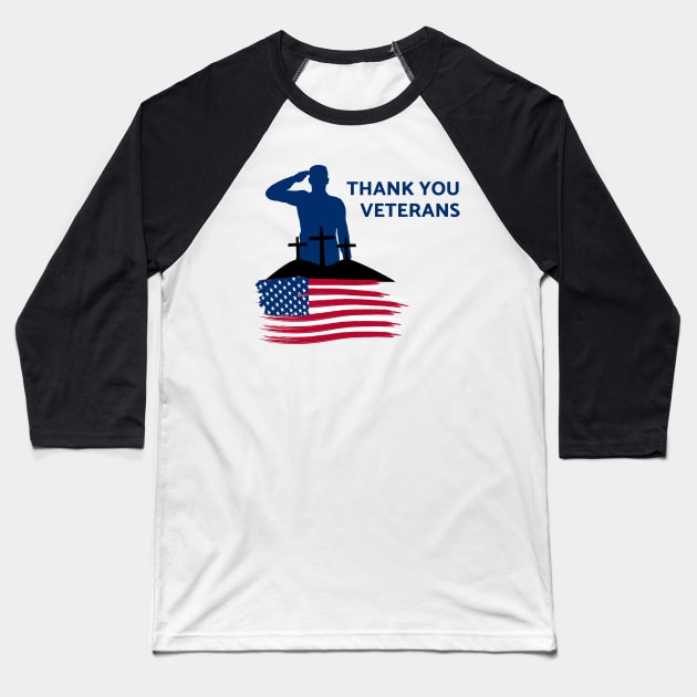 Thank You Veterans Baseball T-Shirt by Double You Store